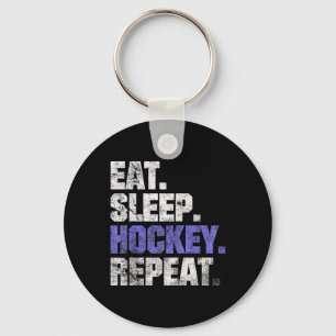 Eat Sleep Hockey Repeat Ice Hockey Field Hockey Co Keychain