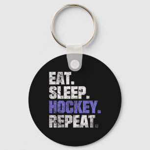 Eat Sleep Hockey Repeat Ice Hockey Field Hockey Co Keychain