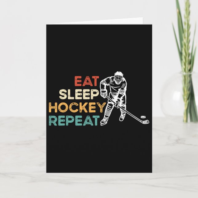 Eat Sleep Hockey Repeat Ice Hockey Lover Youth Pla Card (Front)