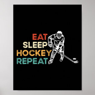 Eat Sleep Hockey Repeat Ice Hockey Lover Youth Pla Poster