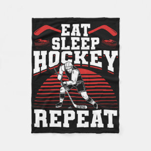Eat Sleep Hockey Repeat Ice Hockey Player Gift Fun Fleece Blanket