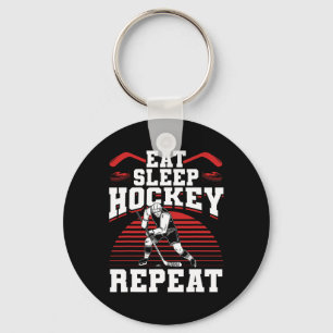 Eat Sleep Hockey Repeat Ice Hockey Player Gift Fun Keychain