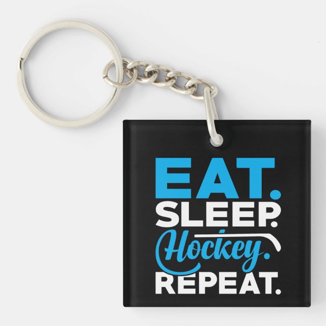 Eat Sleep Hockey Repeat Keychain (Front)