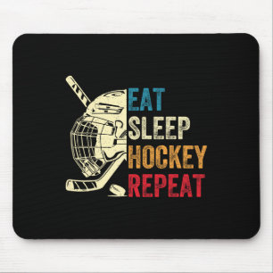 Eat Sleep Hockey Repeat Kids Adult Ice Hockey Retr Mouse Pad