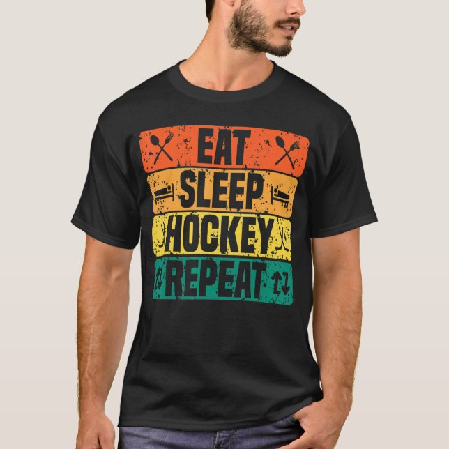 Eat Sleep Hockey Repeat retro vintage T-Shirt (Front)