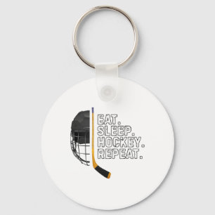 Eat Sleep Hockey Repeat Shirt Funny Cool Hockey Pl Keychain