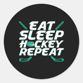 Eat Sleep Hockey Repeat Themed Youth Fanatic Classic Round Sticker