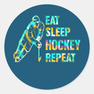 Eat Sleep Hockey Repeat Tie Dye School Schools Classic Round Sticker