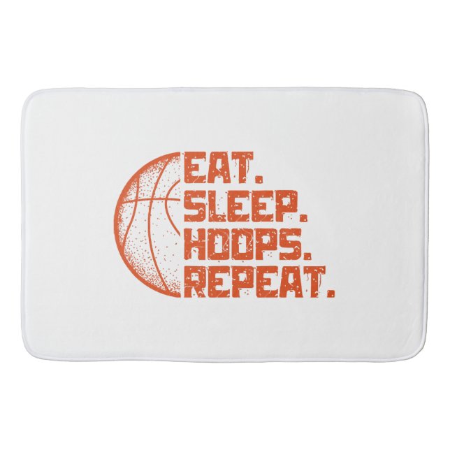 Eat Sleep Hoops Repeat Basketball Funny Quotes  Bath Mat (Front)