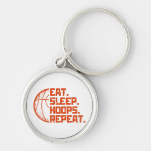 Eat Sleep Hoops Repeat Basketball Funny Quotes  Keychain