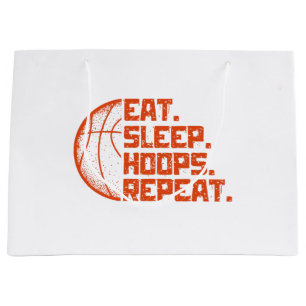 Eat Sleep Hoops Repeat Basketball Funny Quotes Large Gift Bag