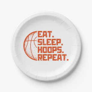Eat Sleep Hoops Repeat Basketball Funny Quotes  Paper Plate