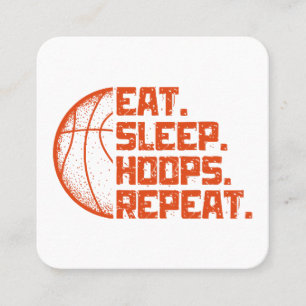Eat Sleep Hoops Repeat Basketball Funny Quotes  Square Business Card