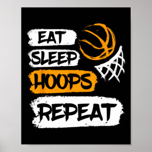 Eat Sleep Hoops Repeat Vintage Basketball Saying a Poster