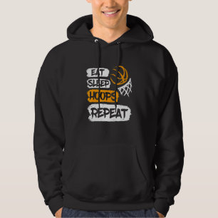 Eat Sleep Hoops Repeat Vintage Basketball Saying & Hoodie