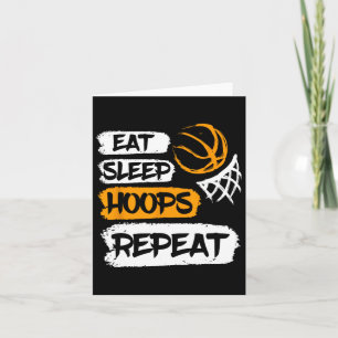 Eat Sleep Hoops Repeat Vintage Bysketbyll Saying A Card