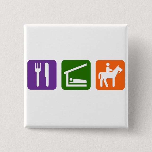 Eat Sleep Horseback Riding 2 Inch Square Button (Front)