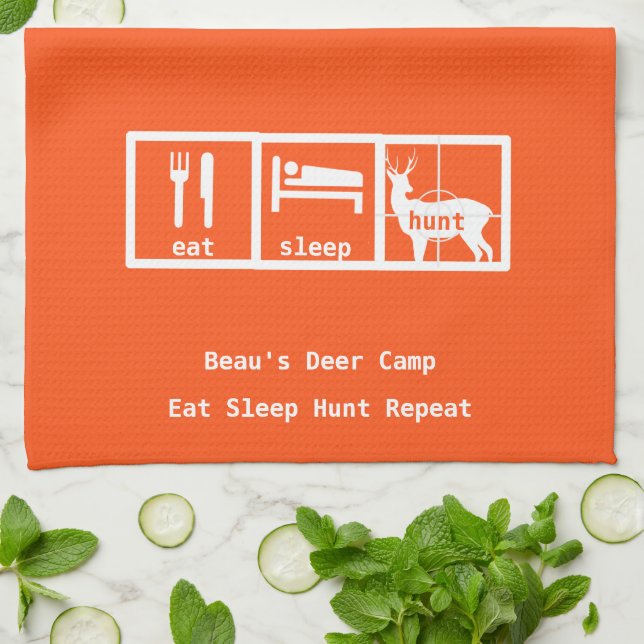 Eat Sleep Hunt Deer Camp Kitchen Towel (Folded)
