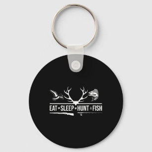 Eat Sleep Hunt Fish Funny Hunting Fishing Graphic  Keychain