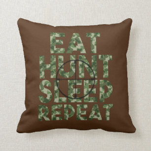 Eat Sleep Hunt Repeat camo pillow
