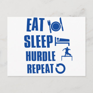 Eat sleep hurdle postcard