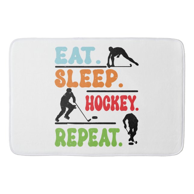 Eat Sleep Ice Hockey Repeat  Bath Mat (Front)