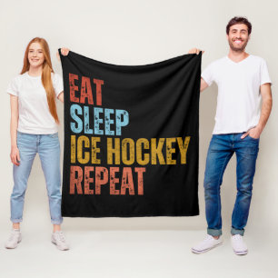 EAT SLEEP ICE HOCKEY REPEAT FLEECE BLANKET