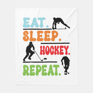 Eat Sleep Ice Hockey Repeat Fleece Blanket