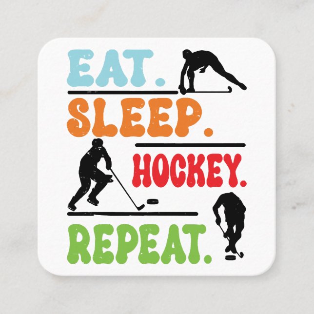 Eat Sleep Ice Hockey Repeat  Square Business Card (Front)