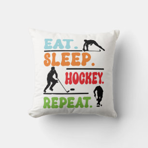 Eat Sleep Ice Hockey Repeat  Throw Pillow