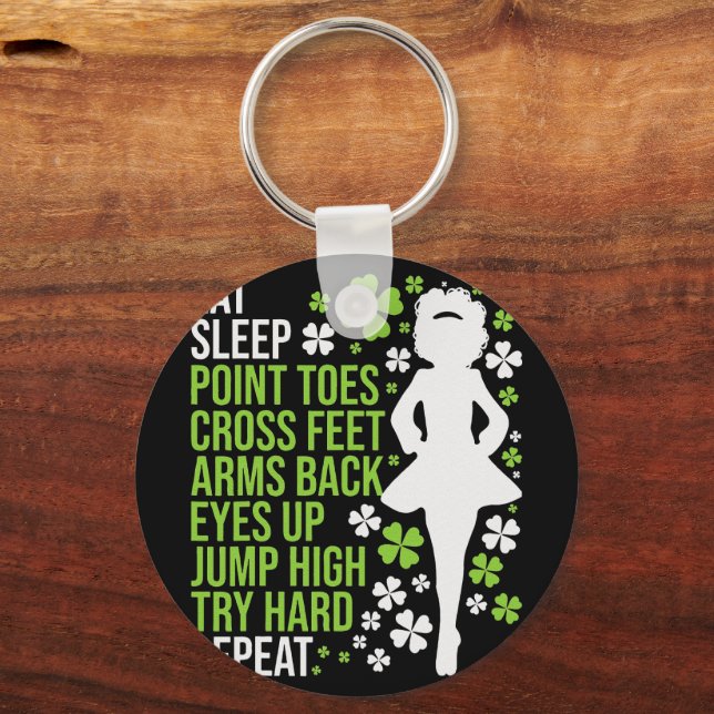 Eat Sleep Irish Dance Irish Dancer Ceili Reel Keychain (Front)