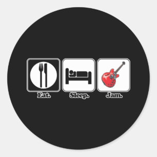 eat sleep jam guitar classic round sticker