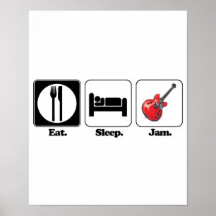 eat sleep jam guitar poster