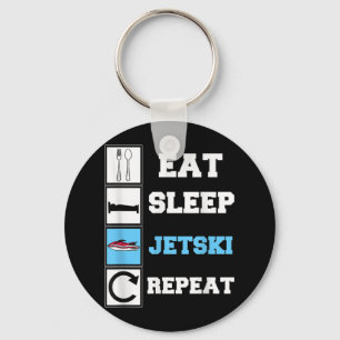 Eat Sleep Jetski Repeat Funny Jet Ski Keychain