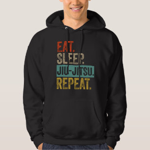 Eat sleep jiu-jutsu repeat retro vintage hoodie