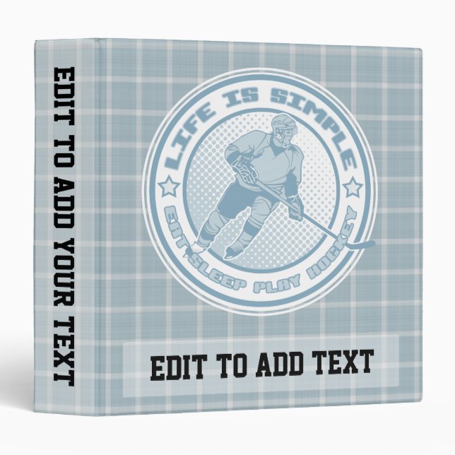 Eat Sleep Jouer Hockey Classeur personnalisable (Devant/Côté)