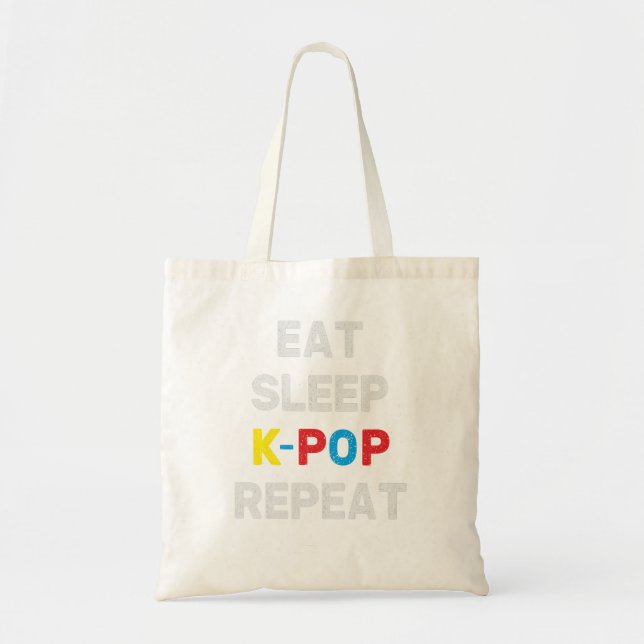 Eat Sleep K-Pop Repeat Korean Fan Gift Tote Bag (Front)