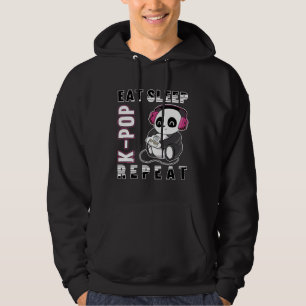 Eat Sleep K-Pop Repeat Kpop Panda Korea Pop Hoodie