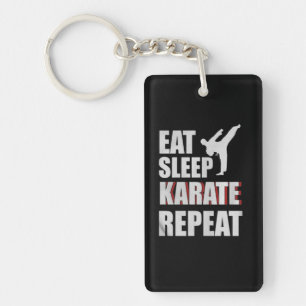 Eat Sleep Karate Repeat Custom Gift Keychain