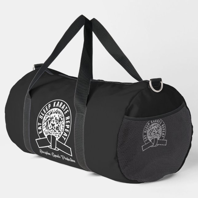 Eat Sleep Karate Repeat - Discipline = Perfection Duffle Bag (Right Corner)