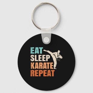 Eat Sleep Karate Repeat Funny Retro Karate Lover M Keychain