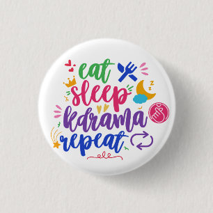 Eat Sleep Kdrama Repeat - Funny Kdrama 1 Inch Round Button