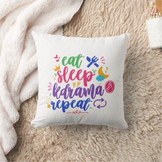 Eat Sleep Kdrama Repeat - Funny Kdrama Throw Pillow