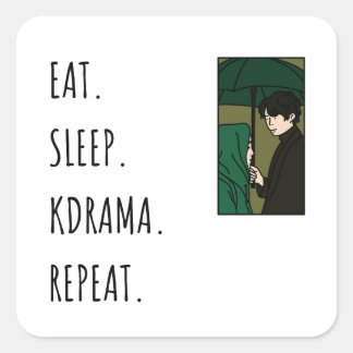 Eat. Sleep. Kdrama. Repeat. Square Sticker