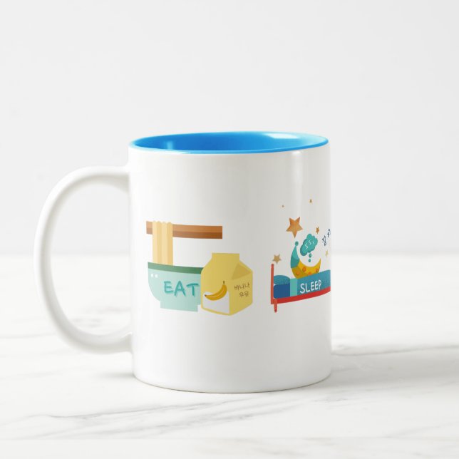 EAT SLEEP KDRAMA REPEAT Two-Tone COFFEE MUG (Left)