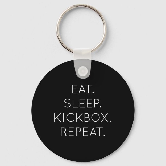 Eat Sleep Kickbox Repeat - Funny Kick Boxing Boxer Keychain (Front)