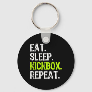 Eat Sleep Kickbox Repeat Kickboxing Kick Boxing Fu Keychain