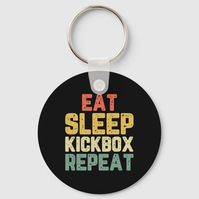 Eat Sleep Kickbox Repeat Kickboxing Kick Boxing Vi Keychain (Front)