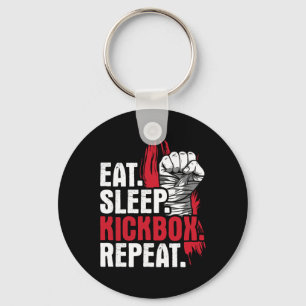 Eat Sleep Kickbox Repeat - Kickboxing Martial Arts Keychain
