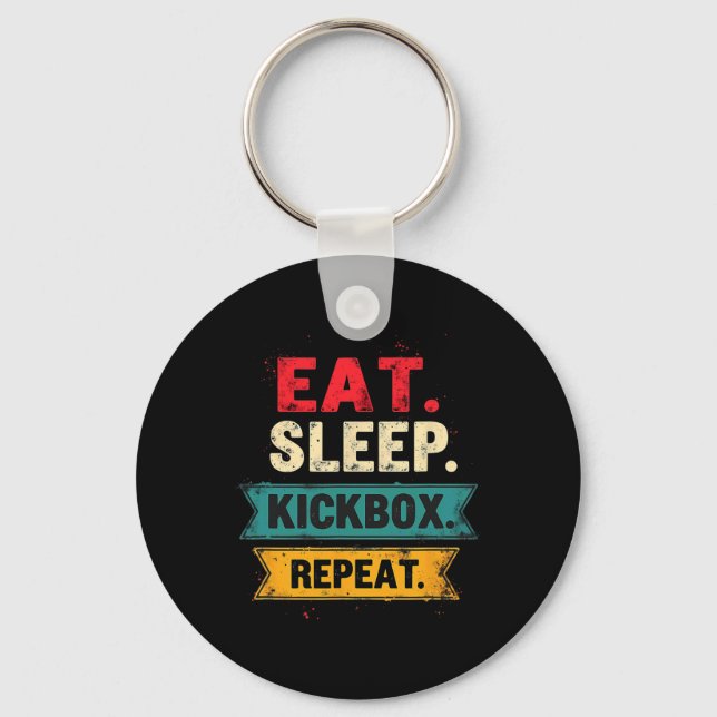 Eat Sleep Kickbox Repeat Kickboxing Mma Boxer  Keychain (Front)